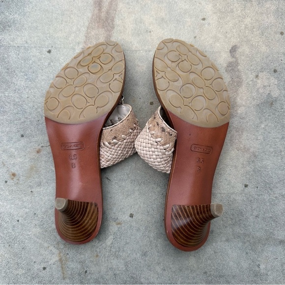 Coach Shaw Leather Woven Heeled Slide Snake Print Sandals Size 6.5 NWOB - Picture 9 of 10